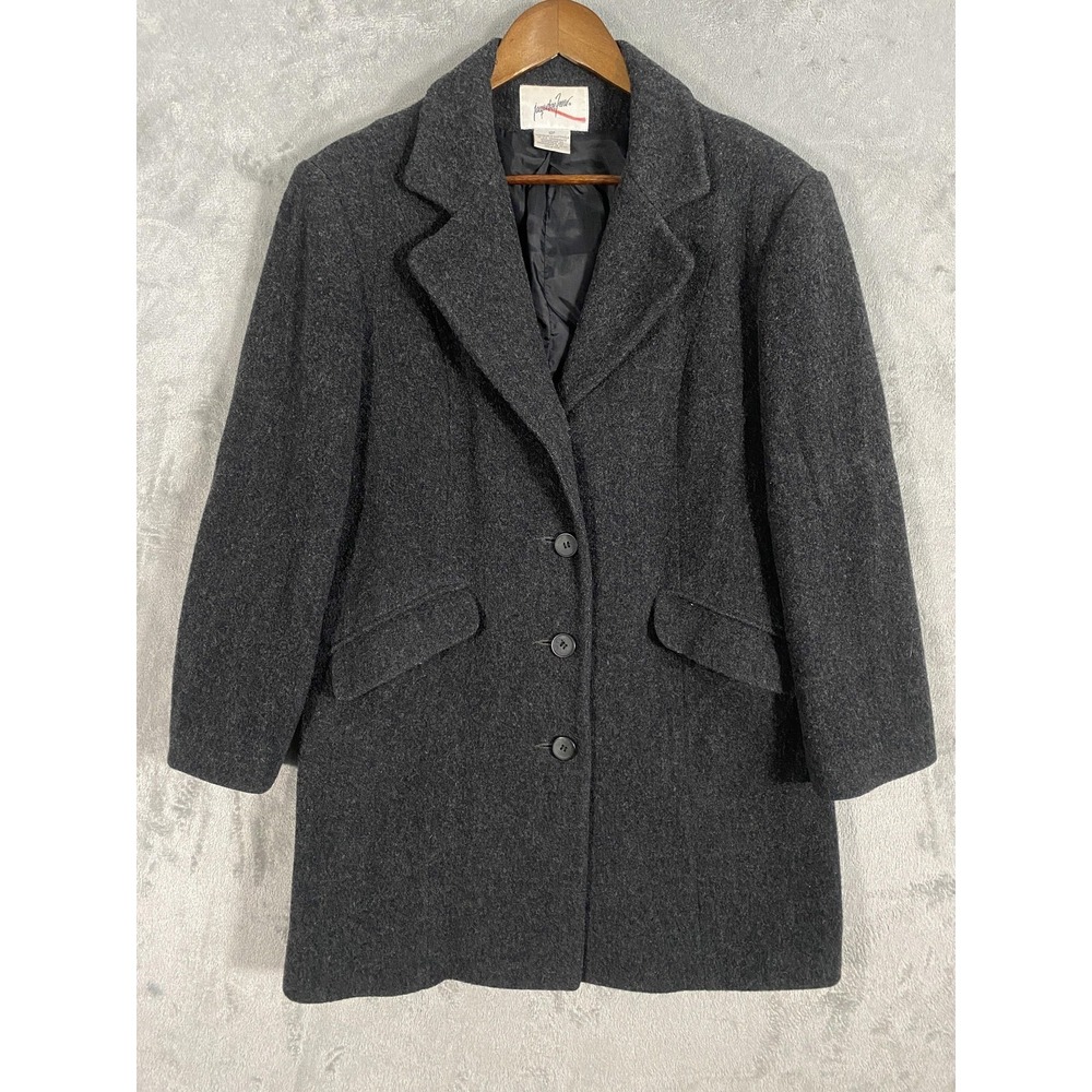 Vintage Jacqueline Ferrar‎ Coat Womens 10P Gray Wool Classic Preppy Career Event